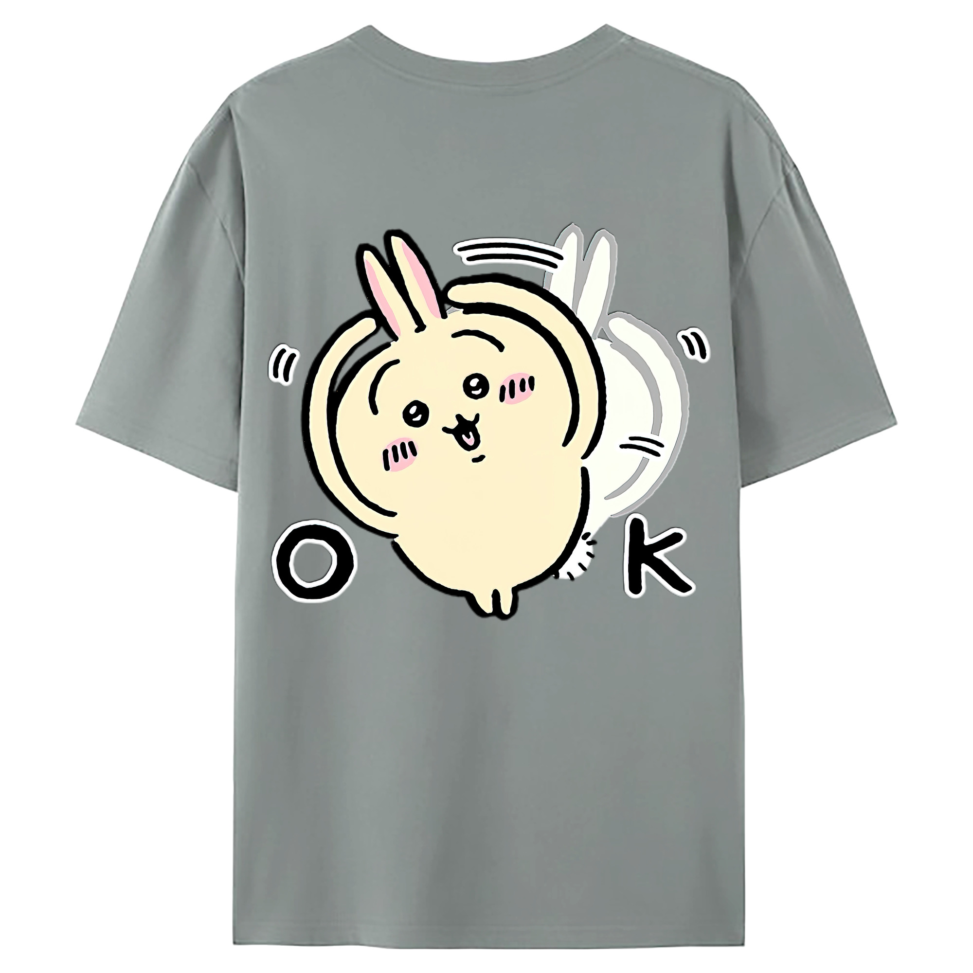 （画像用） ちいかわ うさぎ Chii-kawa usagi 綿100％ メンズ半袖Tシャツ（バックプリント） 通気性